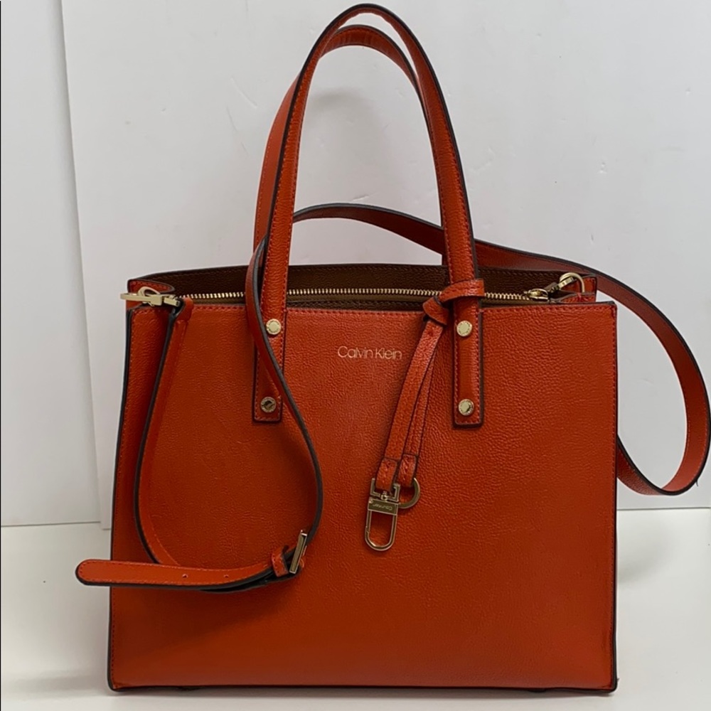 Calvin Klein Vegan Leather Top Handle Tote Satchel